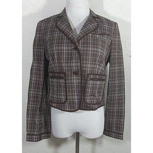 BCBG Max Azria Blazer Medium Plaid Button Down Jennifer Cropped Jacket